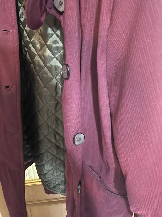 Палто с косъм на качулката, размер Л