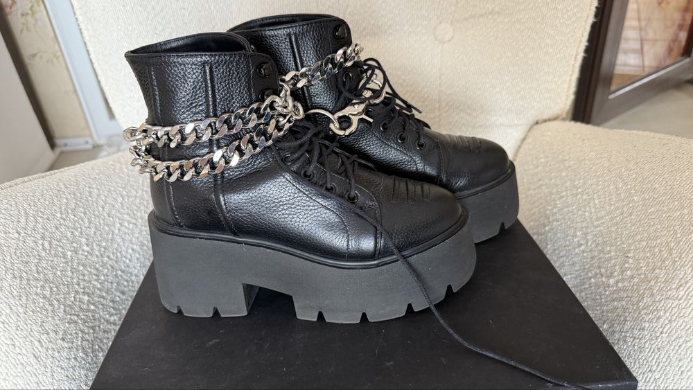 Bocanci din piele neagră MOJA baby AZZURA- 36