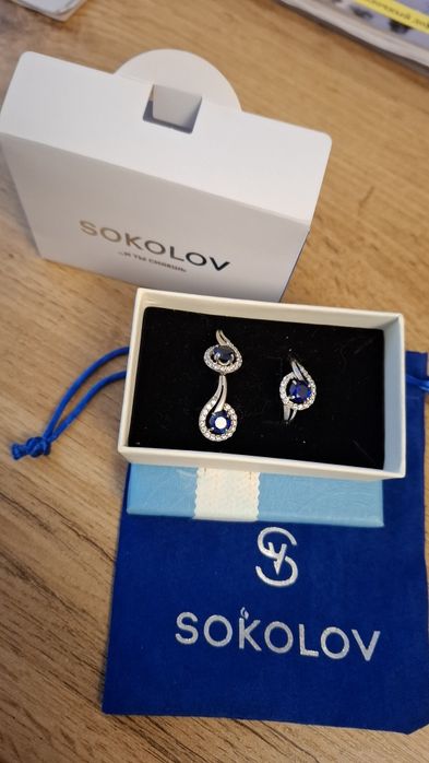 Набор серебряных ювелирных изделий Соколов, новый.
