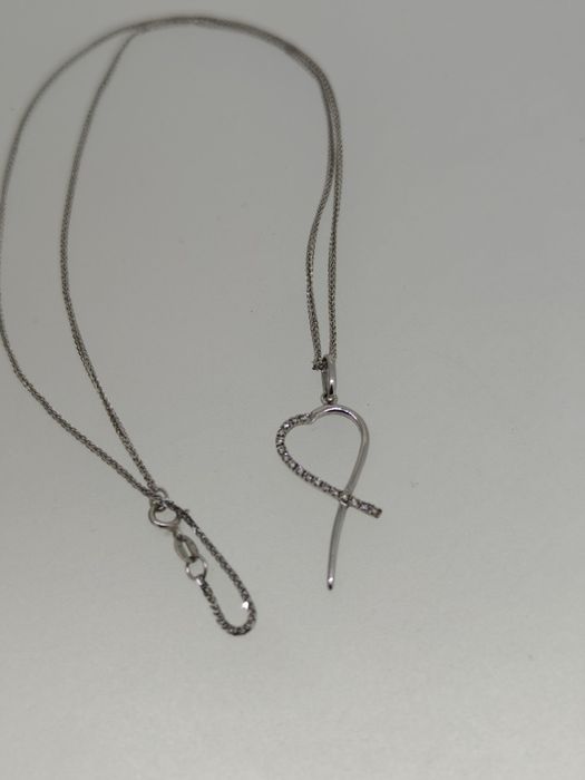 Lanț aur 18k cu pandantiv cu diamante 2.88gr (r)