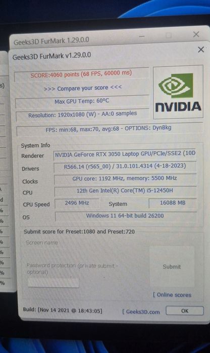 Laptop gaming MSI Cyborg i5 12450H RTX 3050 16GB DDR5
