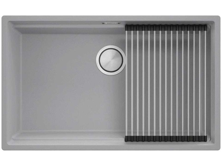 Сива кухненска мивка за вграждане под плот Прага 80 Level 760 x 470 мм