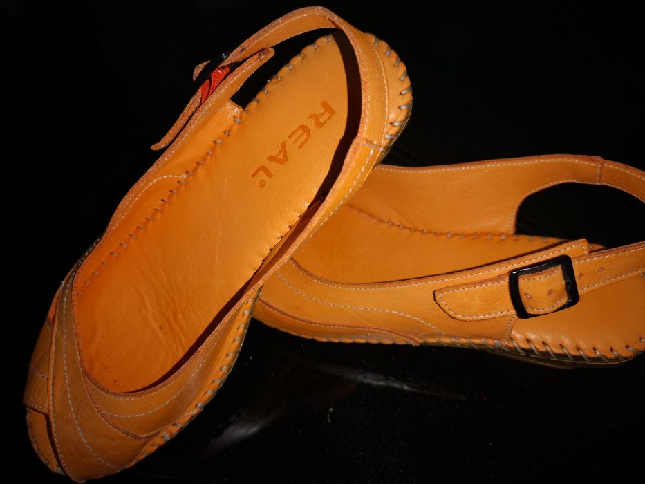 Сандали естествена кожа оранжеви 37-ми номер