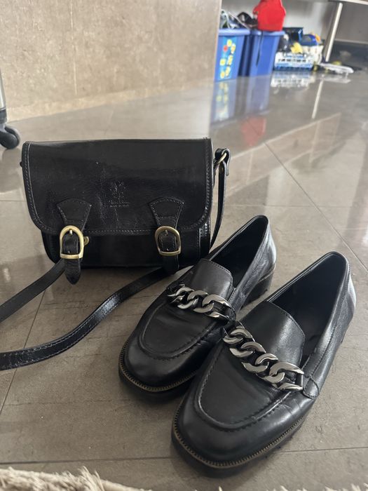 Дамски лоуфъри и чанта естествена кожа