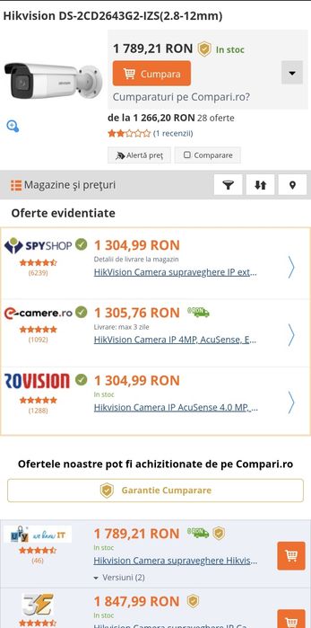 Hikvision DS-2CD2643G2-IZS(2.8-12mm) + NVR 4K HIKVISION DS-7608NXI-K1 8 canale 12MP