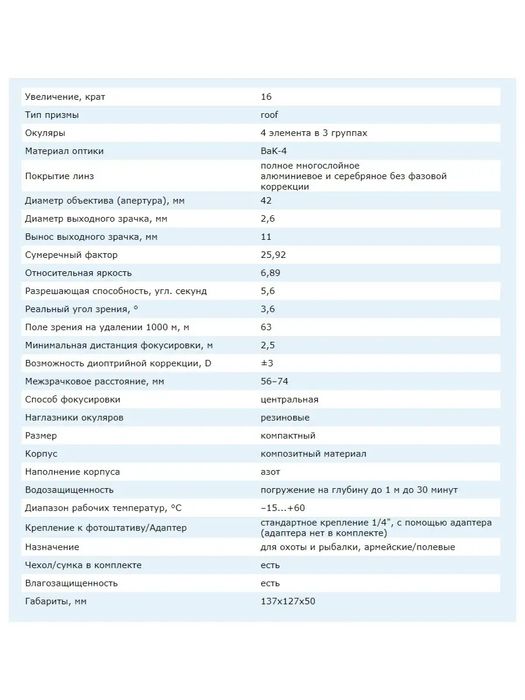 Бинокль Levenhuk Karma PRO 16x42