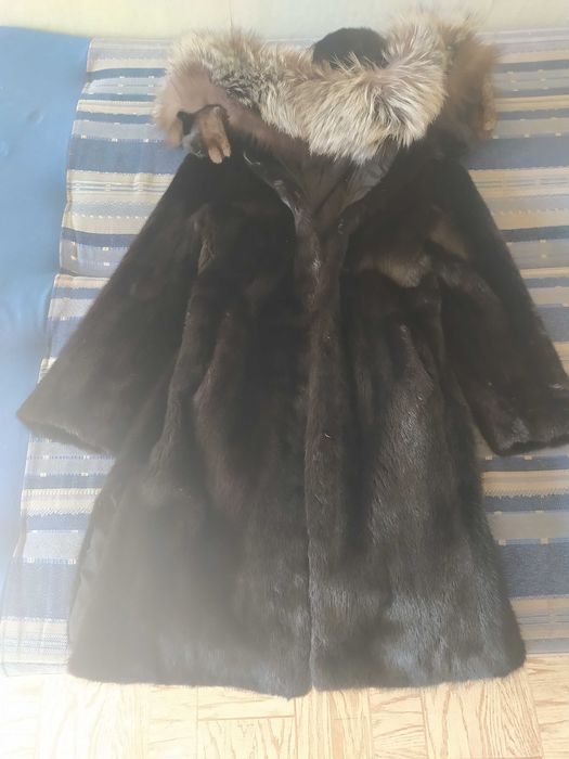 Шуба норка, воротник чернобурка