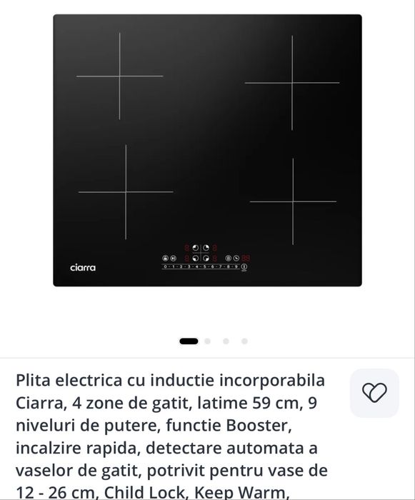 Plita incorporata cu inductie cu 4 zone cu o plita flexibila.