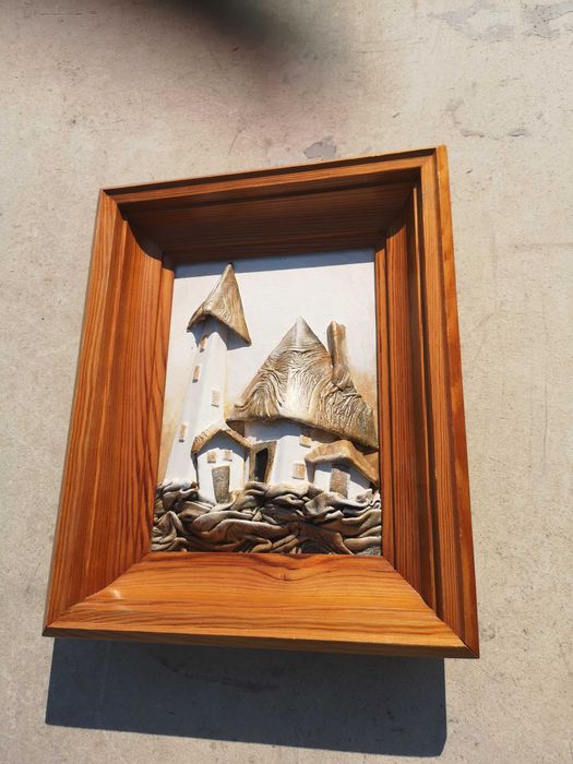 tablou in relief, rama lemn