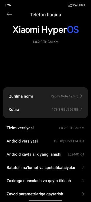 Redmi note 12 pro 256/8+8