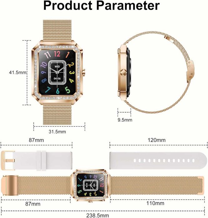 Луксозен дамски смарт часовник Montre I88 - две каишки