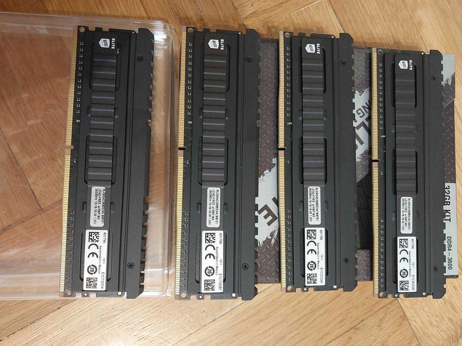 32GB DDR4 3600Mhz CL16 - Ballistix Elite, Corsair Vengeance LPX