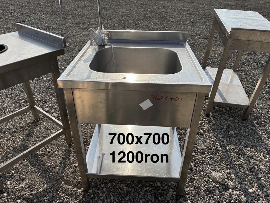 Chiuveta inox 120x70 70x70 mese inox 120x70 180x70 rafturi inox 100x50x200H 140x49x180H second hand