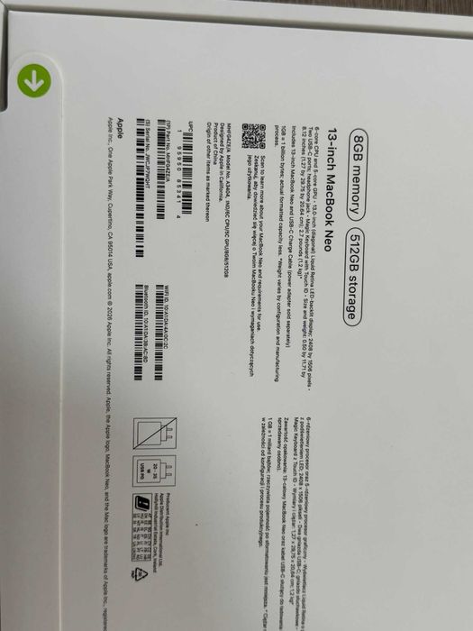 MacBook NEO 13 А18 PRO 8 512GB