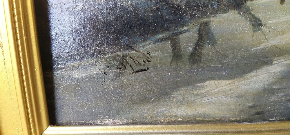 Зимний пейзаж с фигуристами