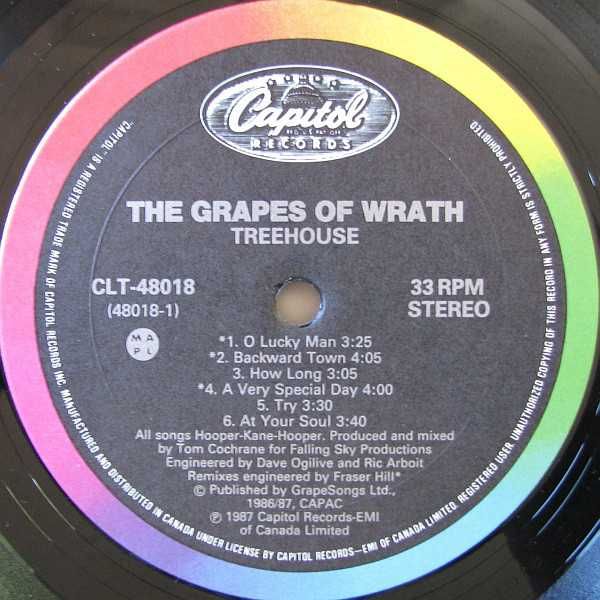 LP The Grapes Of Wrath –Treehouse/Canada 1987 Capitol Records-Pop Rock