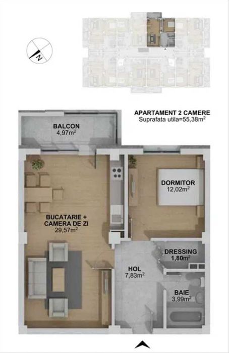 Apartament Nou | 56 mp | Tudor Vladimirescu | La 500m de Bosch | Etaj 3