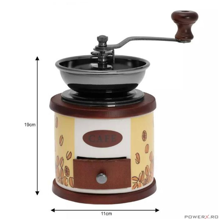 Rasnita de cafea traditionala, manuala, 19x11 cm, Kinghoff