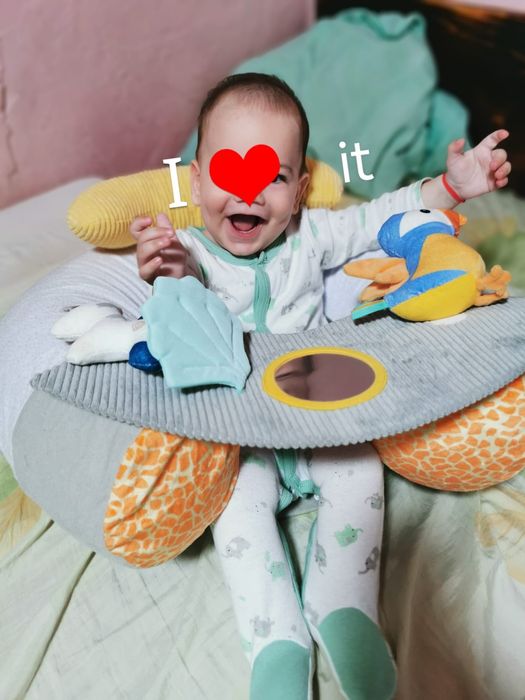 Perna cu oglinda si 2jucarii de plus pentru sustinere bebe 6luni