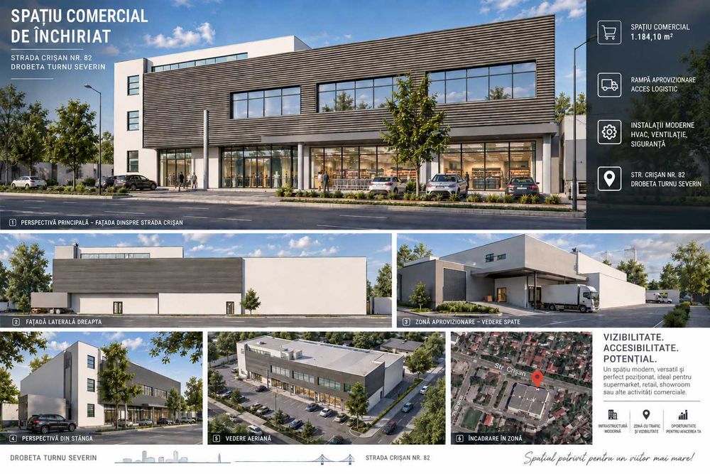 SPAȚIU COMERCIAL PREMIUM DE ÎNCHIRIAT- Direct de la Dezvoltator, Zona Crihala, Drobeta-Turnu Severin