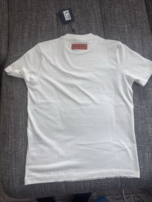 Tricou Louis Vuitton Alb Graffiti Chain – Nou cu Etichetă – T-Shirt