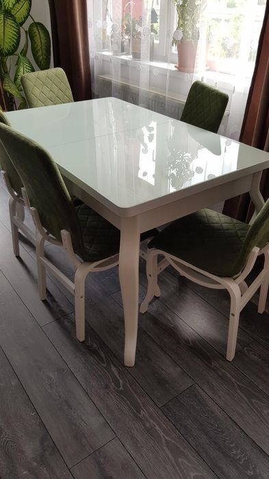 Masa bucătărie extensibila sticla +6 mese
