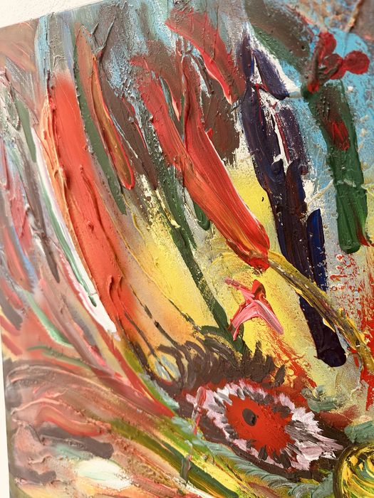 Голяма абстрактна картина 100×100 см – ръчно рисувана