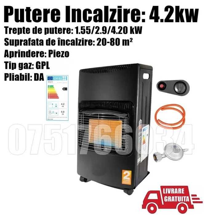 Soba Incalzit Gaz Radiator Mobil Pliabil 4.2kw + Kit LivratGRATUIT AB