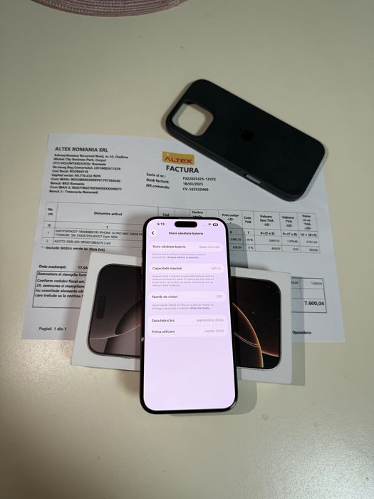 iPhone 16 Pro Max 256GB Desert,Factura Garantie 5G,17 Pro, 16 Pro