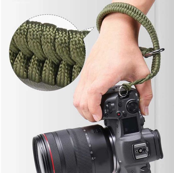 Ремък за фотоапарат – camera hand strap, черен/зелен