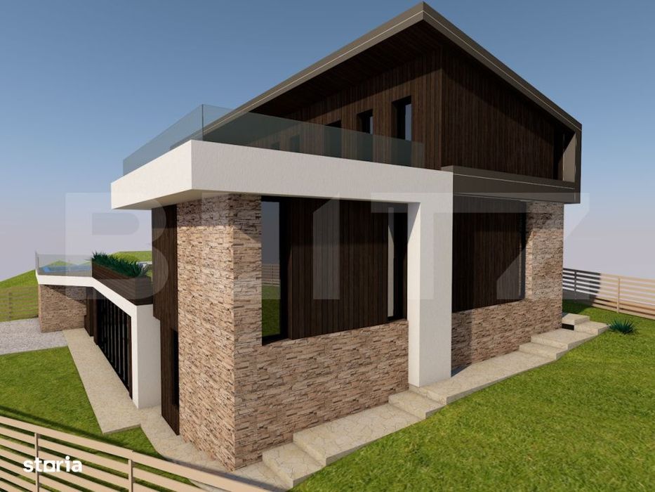 Teren intravilan cu proiect de casa individuala, panorama deosebita