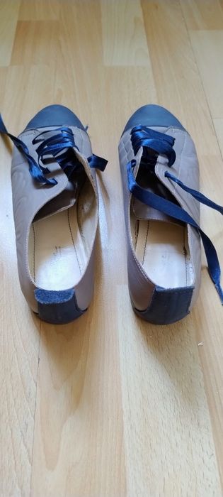 Pantofi piele cu șiret de mătase