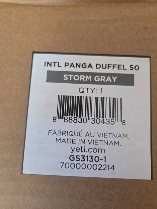 Yeti Panga 50 L - Storm Gray - водоустойчив сак
