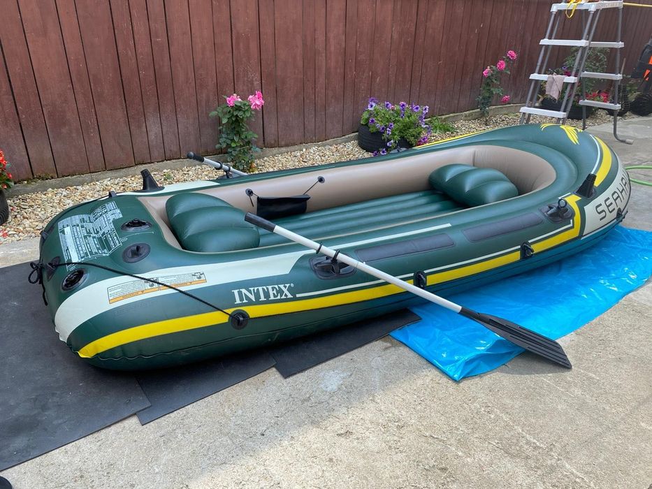 Barcă gonflabilă Intex Seahawk 4 + 2 veste de salvare + vâsle | 4 persoane
