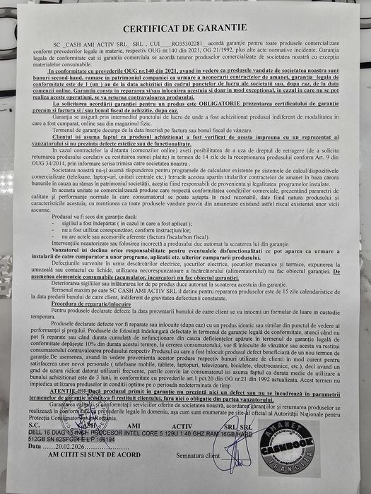 Laptop Dell 16 DC16250 16GB DDR5 512GB SSD