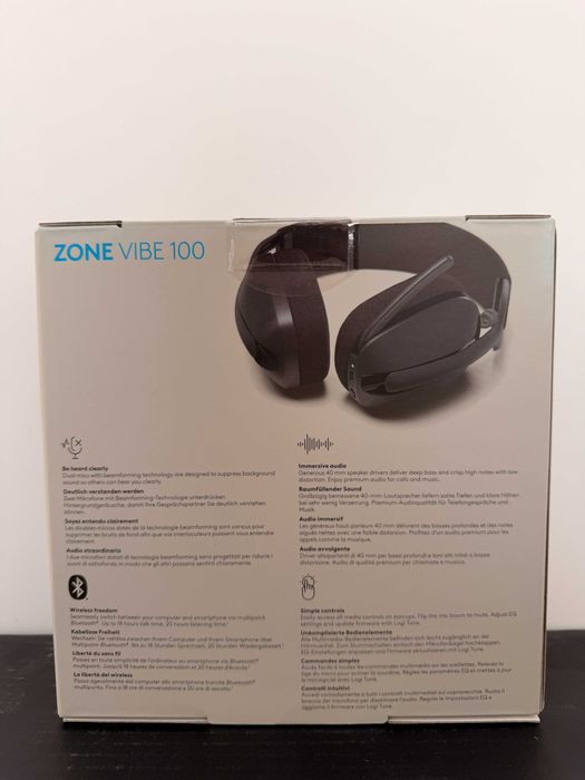 Logitech Zone Vibe 100 Black noise-canceling mic and immersive audio