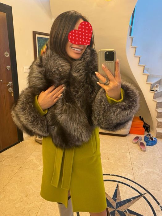 Дамско вълнено палто и косъм от сибирска лисица