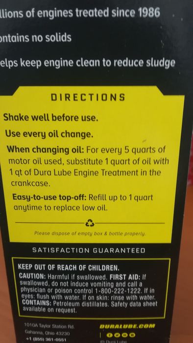 Dura Lube Duralube tratament motor original USA (946ml)