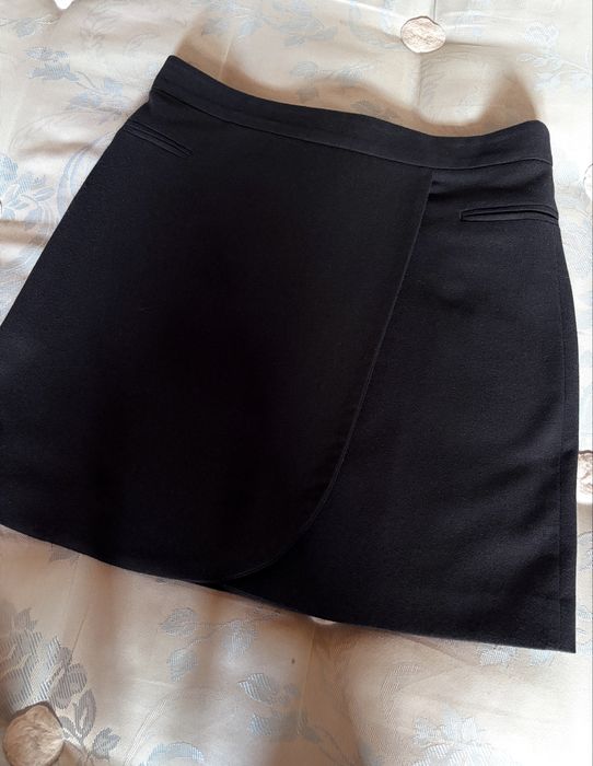 Massimo Dutti, premium, 59% lână, fustă mini, albastru închis