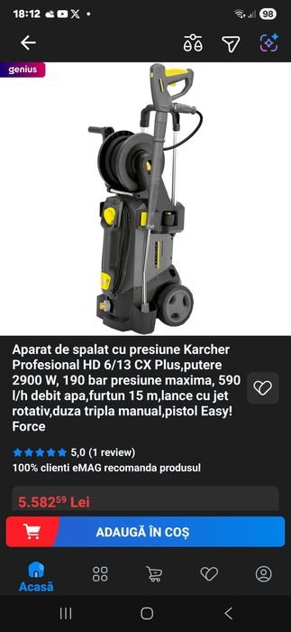 Aparat cu presiune Karcher de spălat mașini pavele covare etc.  3000 de lei  merge la probă  este funcționarul