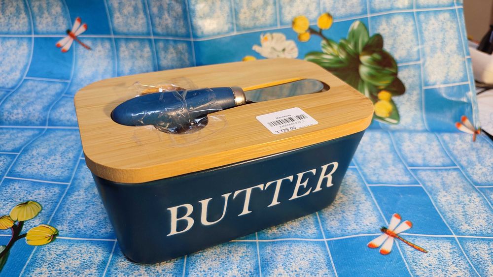 Масленка Butter прямоугольная 1 шт, дерево, костяной фарфор