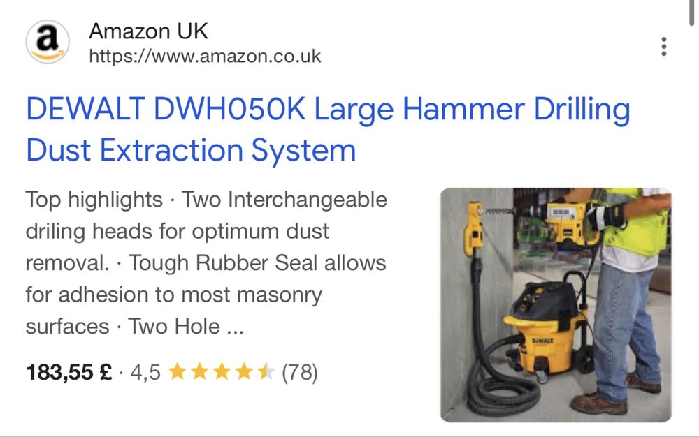 Новый Пылеудалитель перфоратор для SDSmax dewalt dwh050k