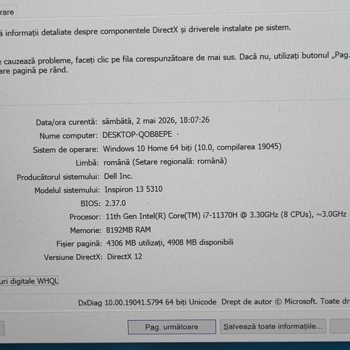 Dell I7-11370H,Ssd 512Gb