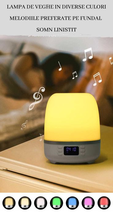 Lampa de veche proiector 360°, boxa portabila, bluetooh,ceas,alarma