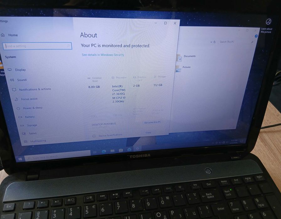 Toshiba Satellite i7 SSD