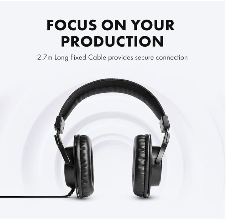 M-AUDIO HDH40 - Căști de studio over-ear cu design închis, bandă flexibilă pentru cap și cablu de 2,7 m pentru monitorizare în studio