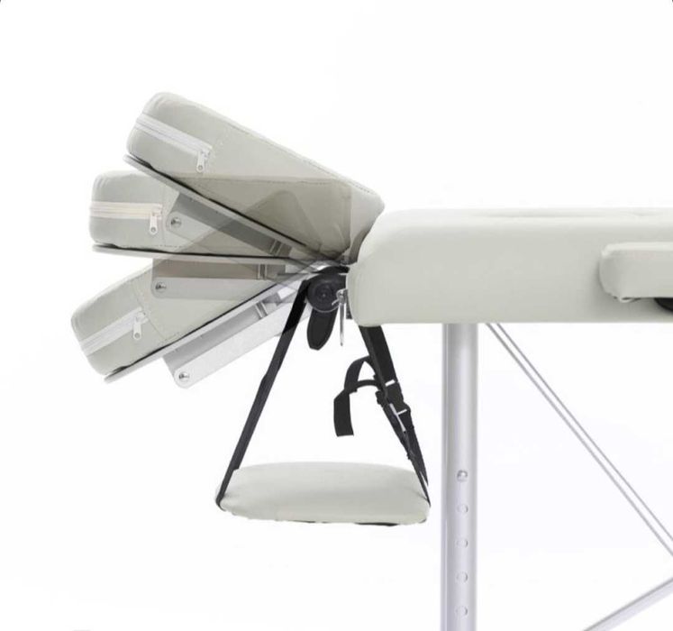 трисекторна козметична масажна кушетка алуминиева бяла  масажно легло