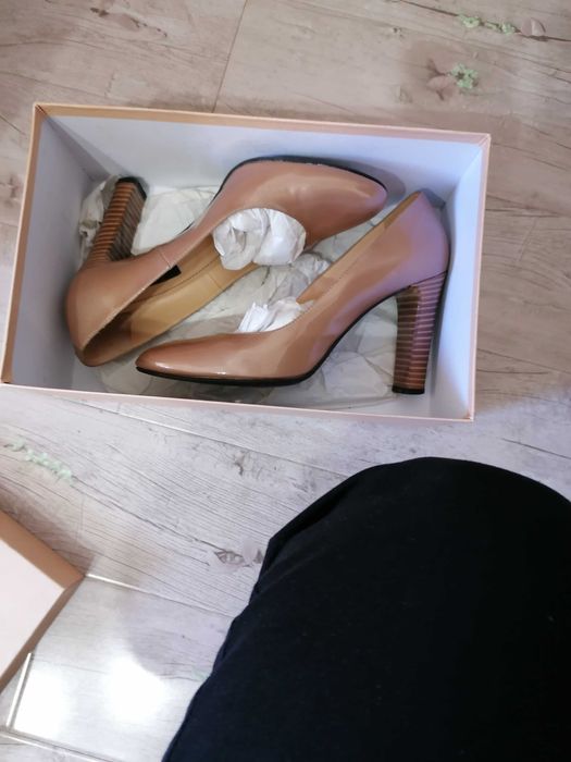 Pantofi piele nude perlat, 39