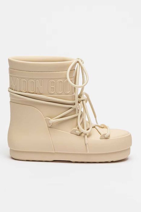 Ghete de ploaie Moon Boot, logo in relief, Nr 37-38, Alb fildes, NOU