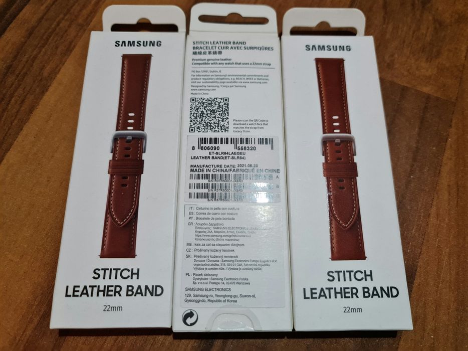 Curea bratara smartwatch originala Samsung Stitch Leather Band 22mm